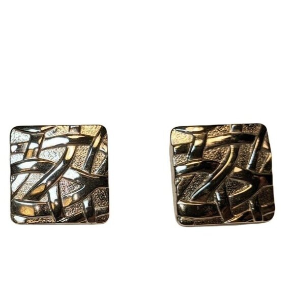 Silver Square Knot & Crystal Stud Pierced Earrings Set Of 3 A280 - Picture 10 of 14